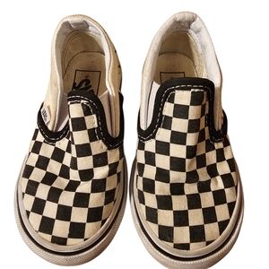 Vans Kids Black and White Checkered Slip-On Sneakers